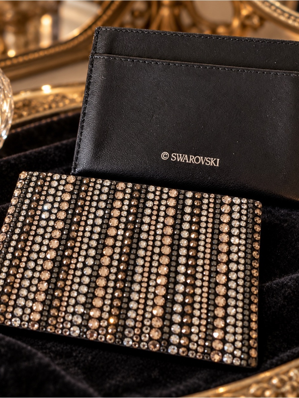 Swarovski Black Crystal-Embellished Card Holder